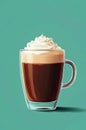 Glass of Irish coffee on blue background. Royalty Free Stock Photo